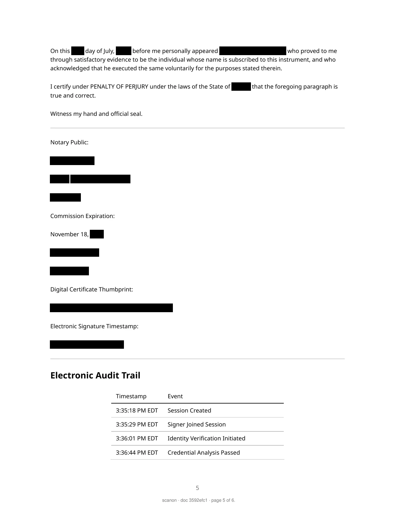 Affidavit of Residency — page 5 of 6
