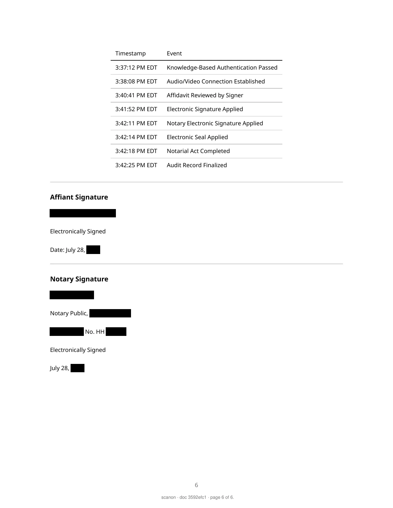 Affidavit of Residency — page 6 of 6